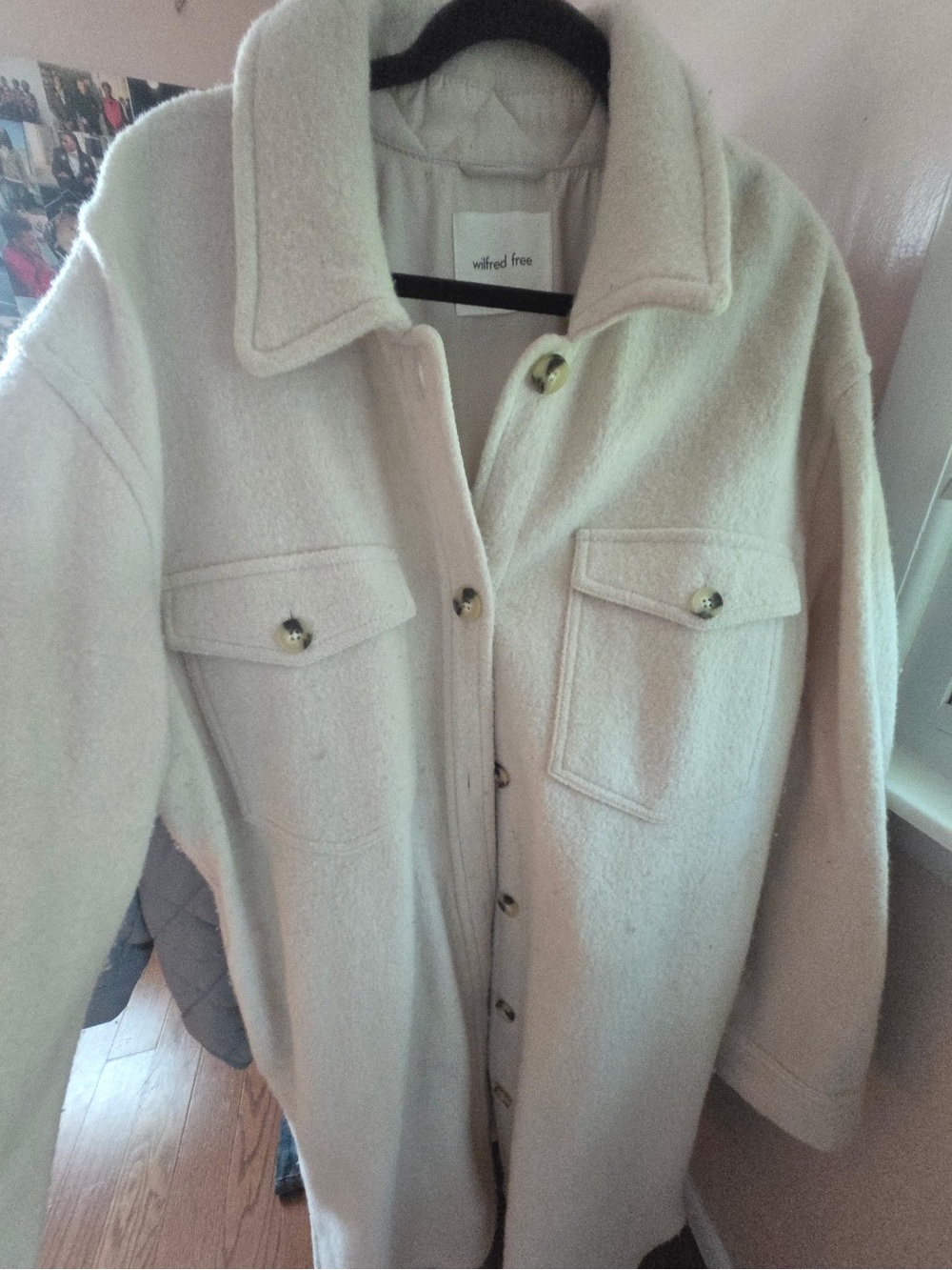 Wilfred Soft Cream Teddy Jacket with Button Front